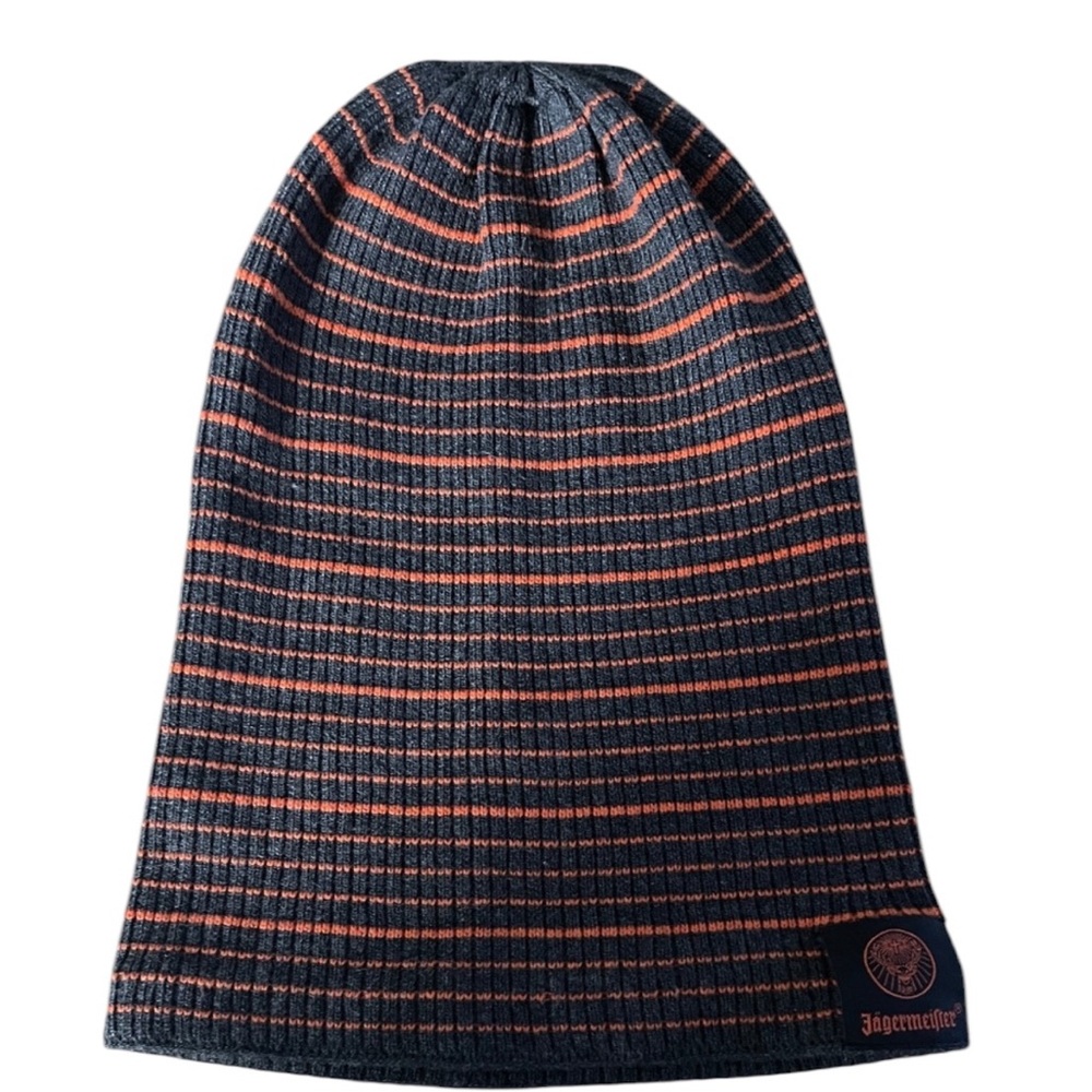 Jägermeister Beanie Cap / Hat Brown & Orange Stripe